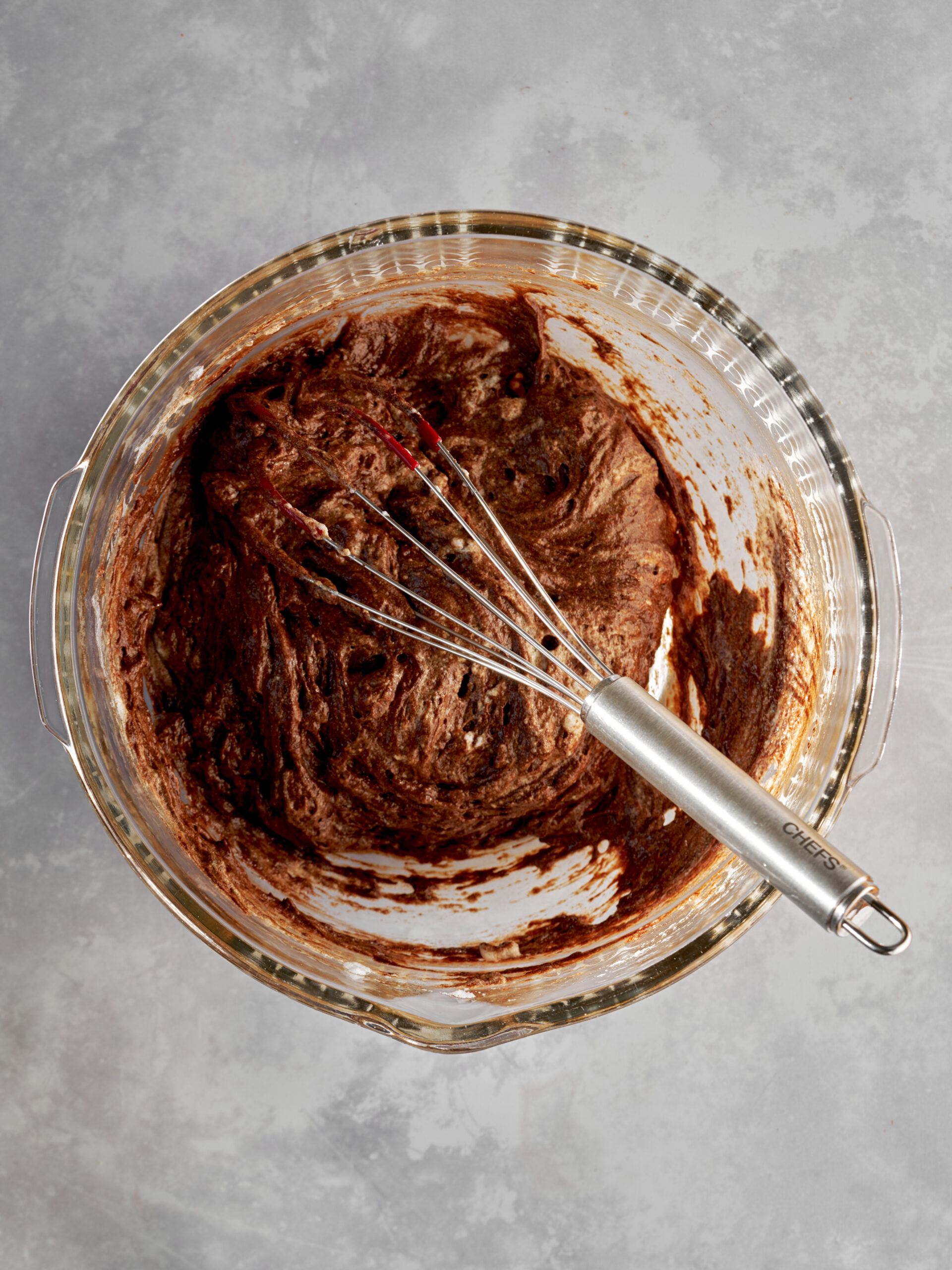 Whisk in a large bowl of whipped chocolate mousse.
