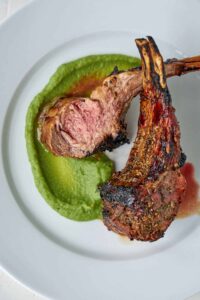 Pomegranate Molasses Lamb with Romanesco Cauliflower Basil Puree | Proportional Plate