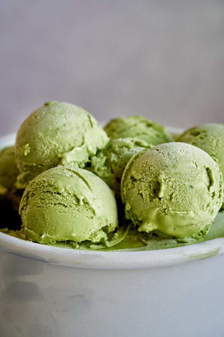 Green ice cream scoops.