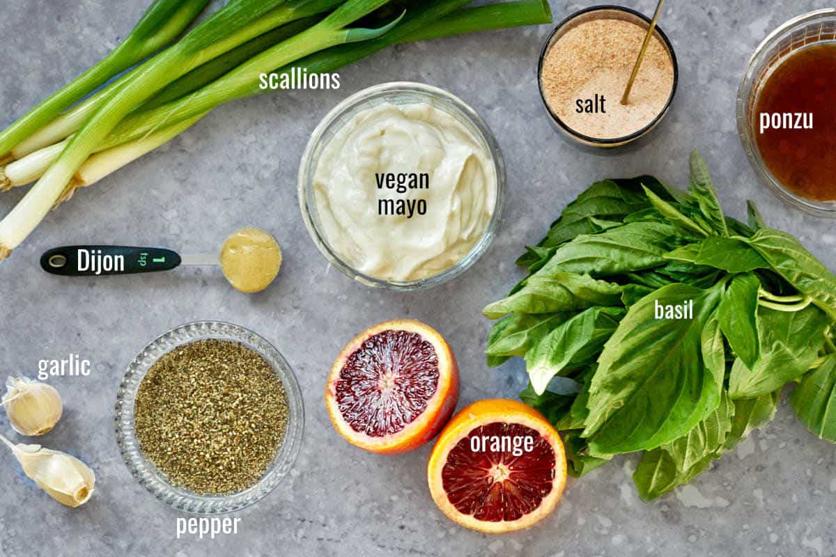 Creamy Basil Citrus Dressing (Vegan) - Proportional Plate