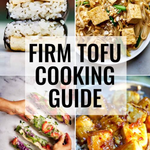 Collage of tofu recipes.