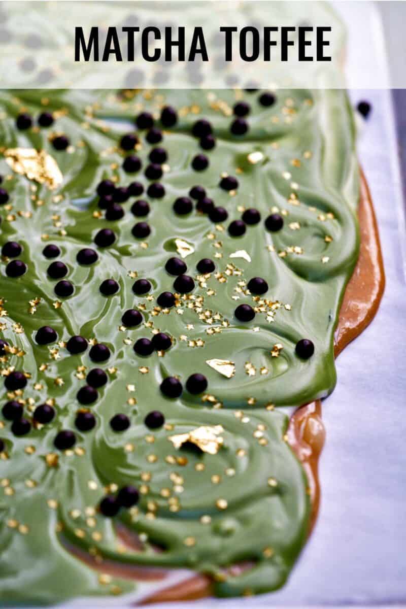 Decorated green toffee.