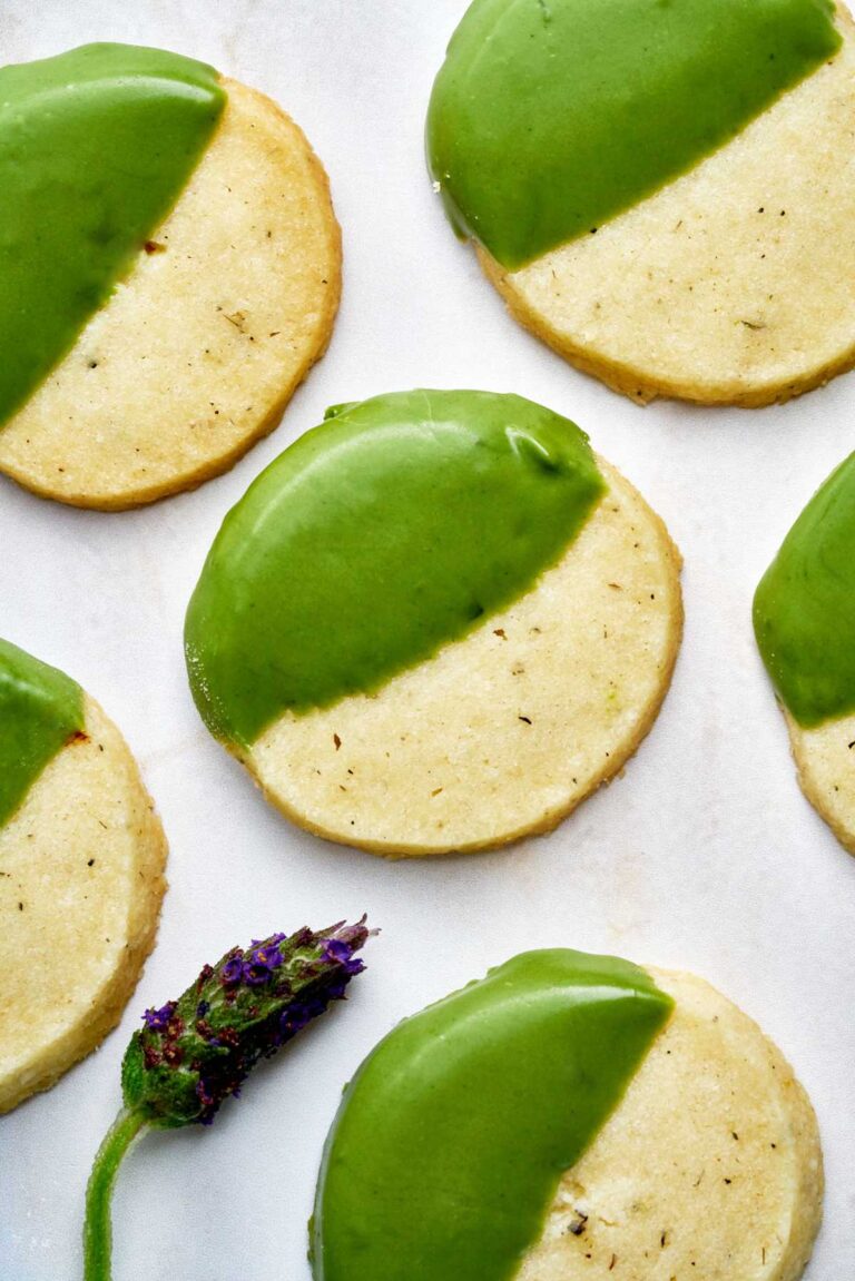 Lavender Shortbread Cookies Dipped in Matcha