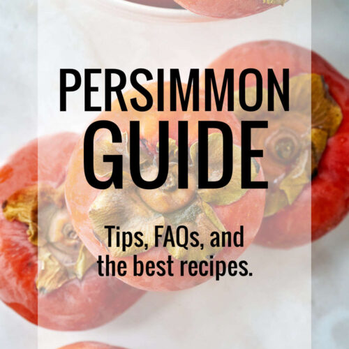 Top view of persimmons with title text overlay.