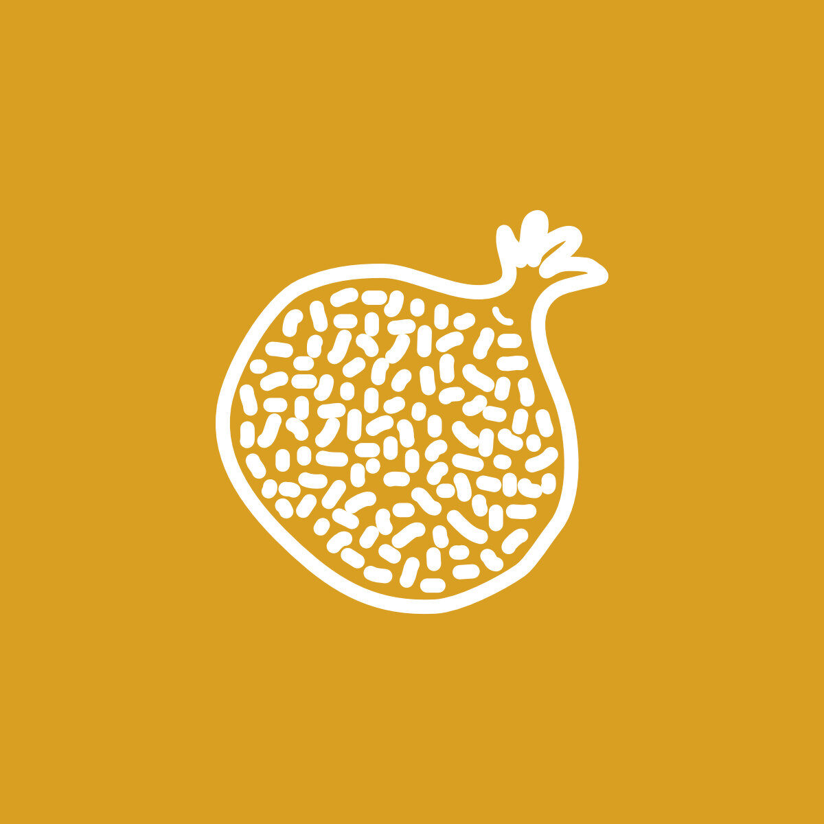 Pomegranate icon on yellow background.