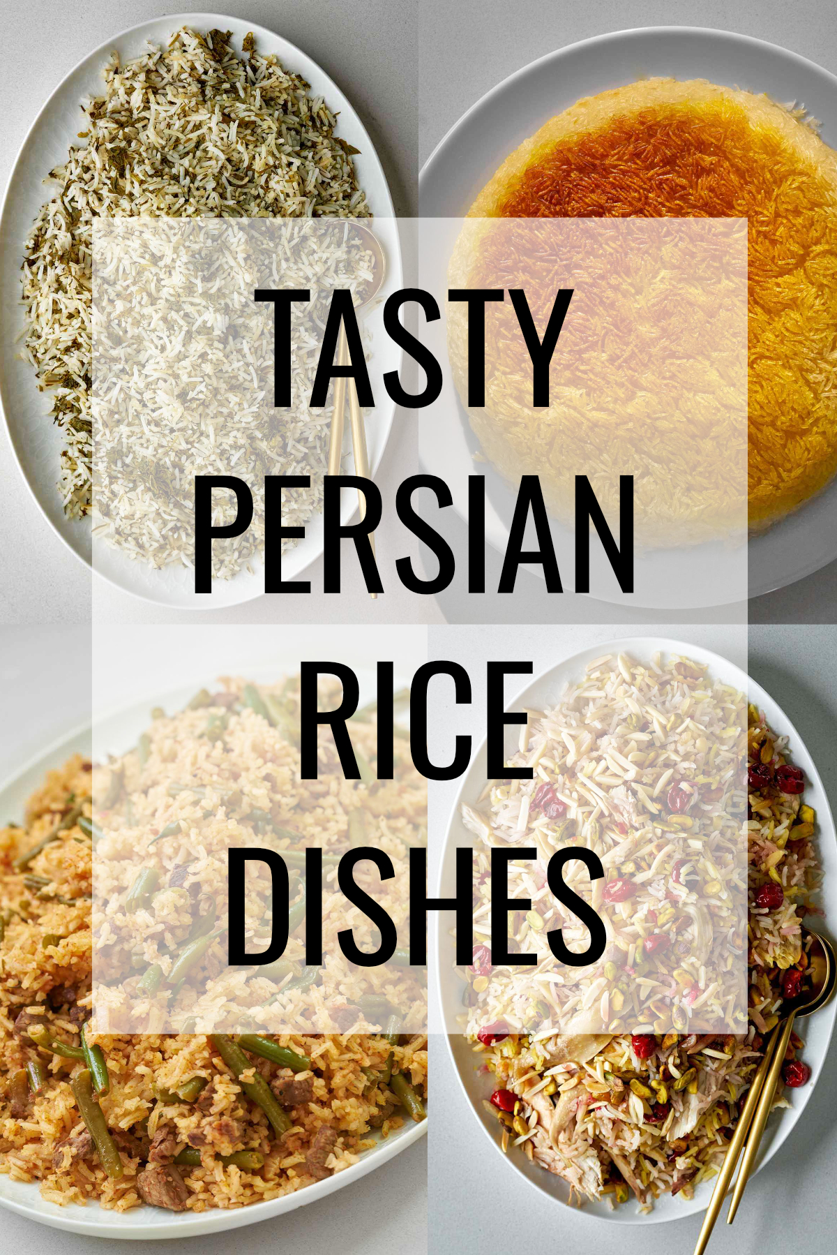 Collage of 4 rice dishes with title text.