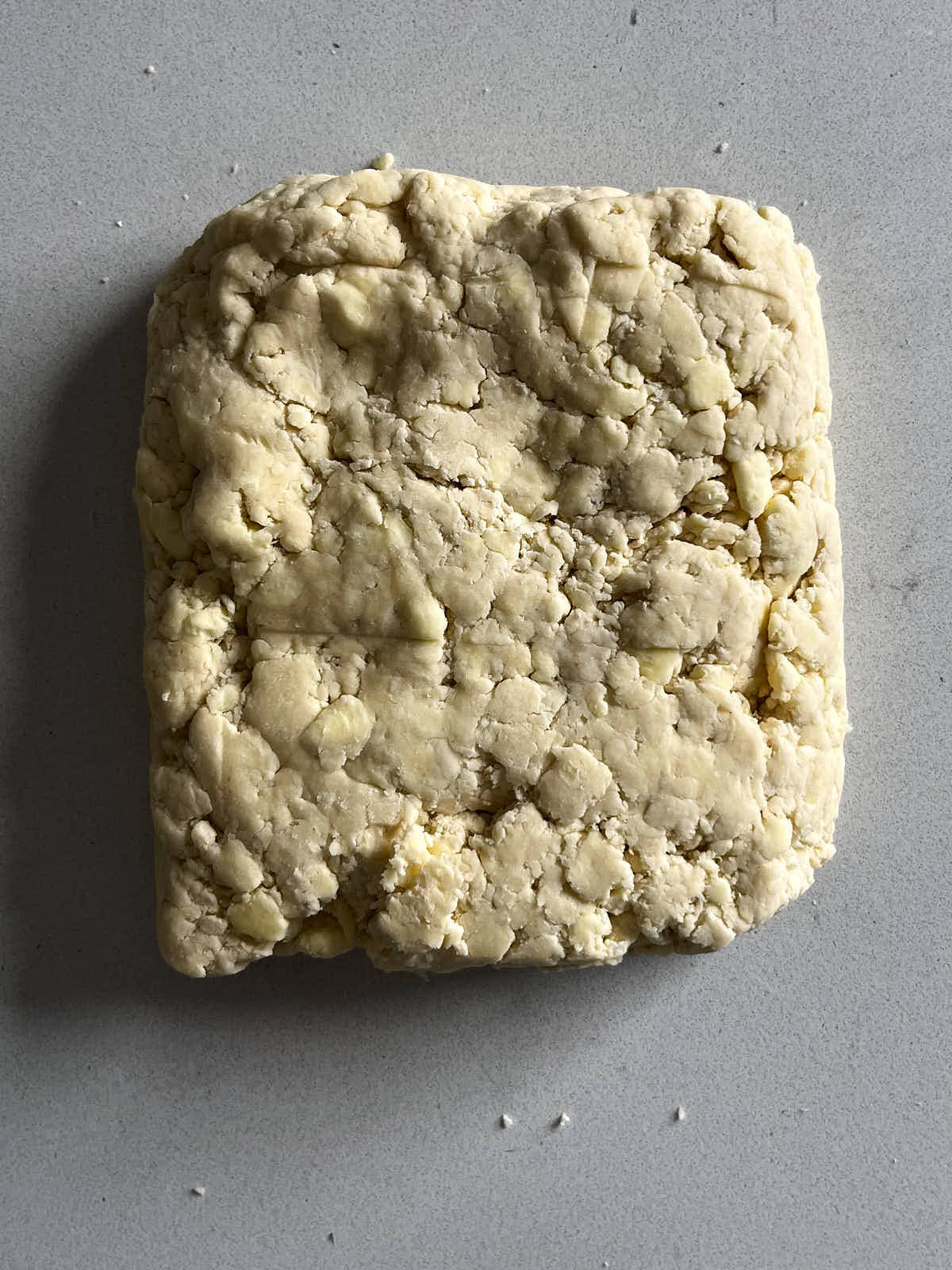 Chunky pastry square pile on a countertop.