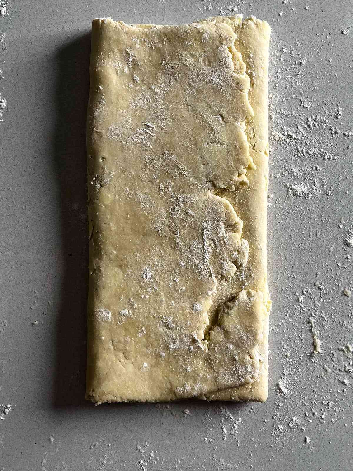 Pastry folded into thirds like a letter.